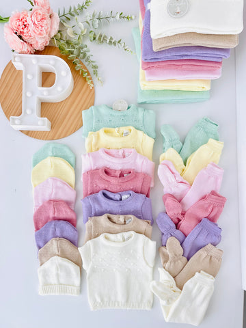 Pack Amorzinho ❤️ Saída de maternidade 4 peças: manta, camisola, calças e gorro